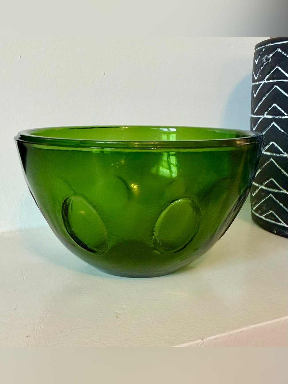 Vintage Mid Century Emerald Green Glass Accent Bowl